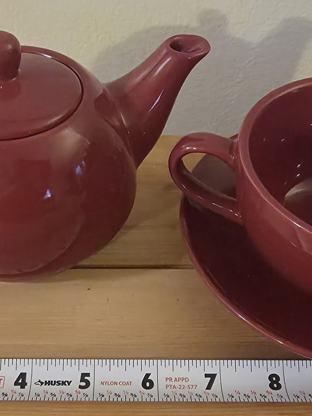 Ceramic Teapot and Cup Set in Deep Burgundy - Picture 5 of 7